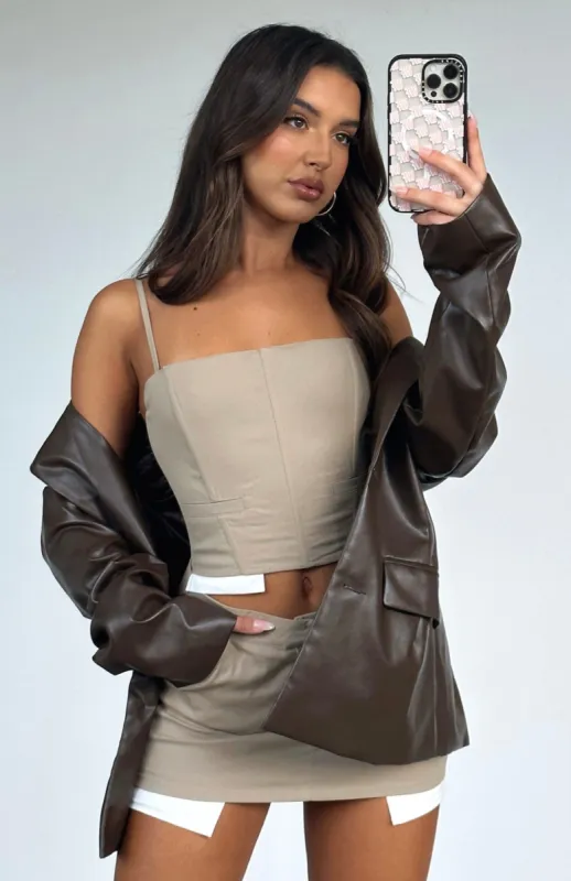 Mess It Up Bustier Taupe sold by White Fox Boutique