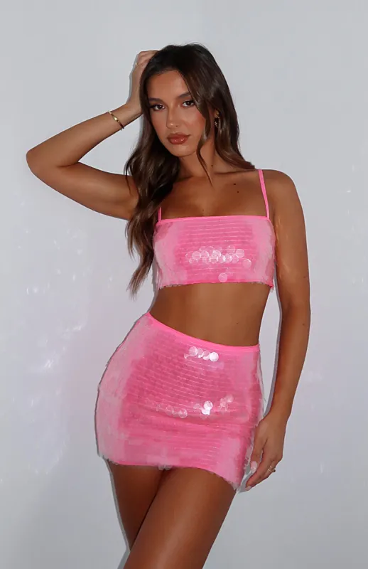 Disco Heaven Mini Skirt Pink sold by White Fox Boutique