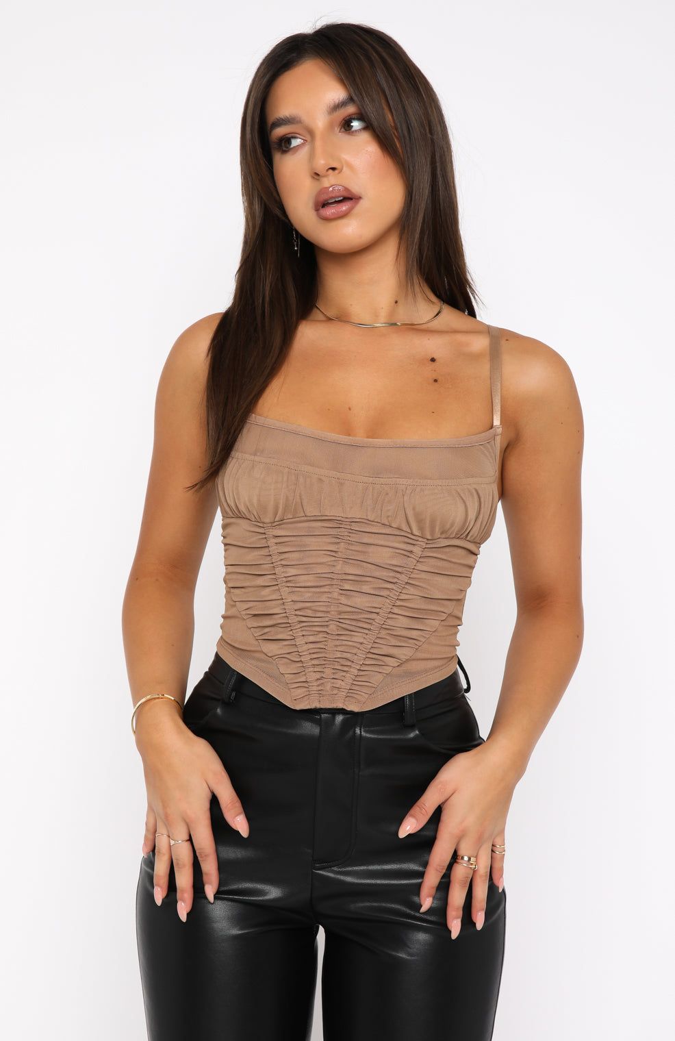 Keep Your Cool Mesh Bustier Dark Nude sold by White Fox Boutique product image thumbnail 2