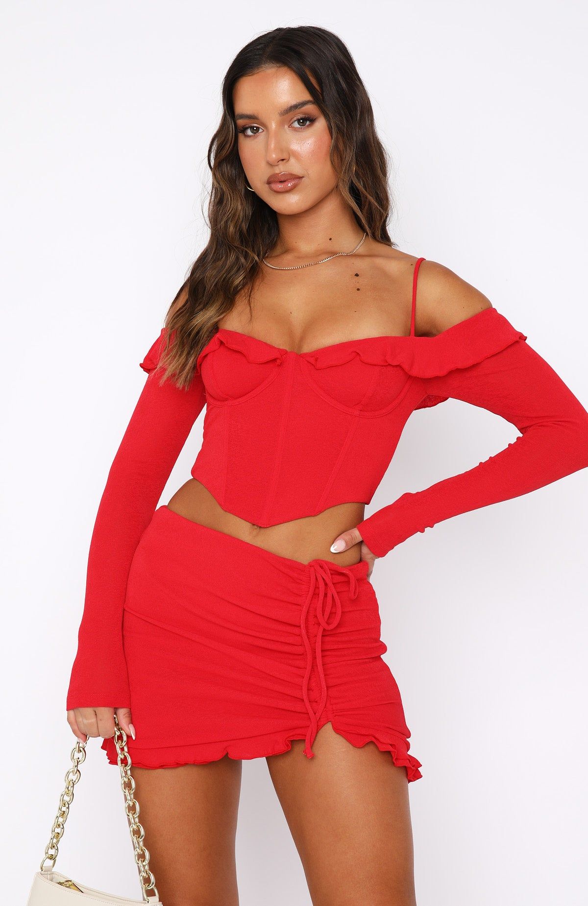 Heart Of Glass Mini Skirt Red sold by White Fox Boutique product image thumbnail 2