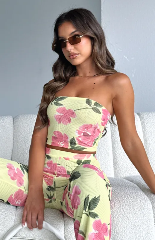 Take Notice Strapless Crop Lemon Rose sold by White Fox Boutique