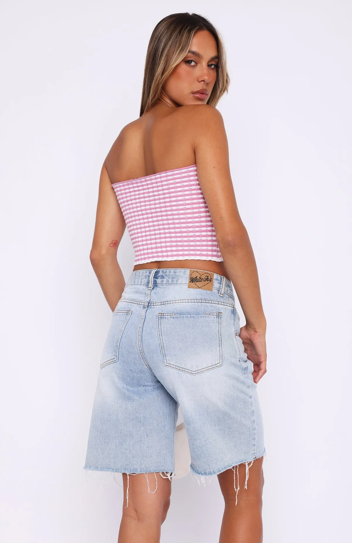 Time After Time Strapless Crop Pink & White sold by White Fox Boutique product image thumbnail 5