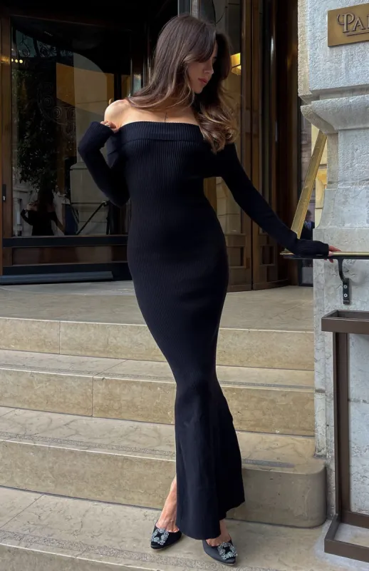 Don't Call Me Anymore Long Sleeve Maxi Dress Black sold by White Fox Boutique