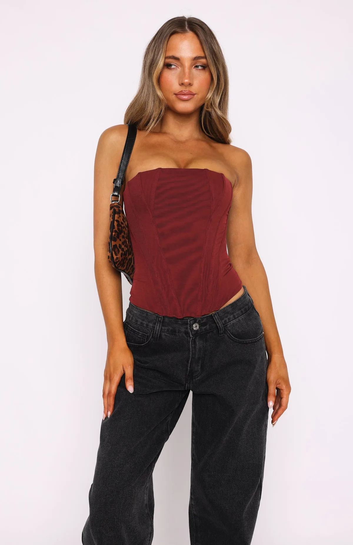 Feeling Fun Bustier Wine sold by White Fox Boutique product image thumbnail 2