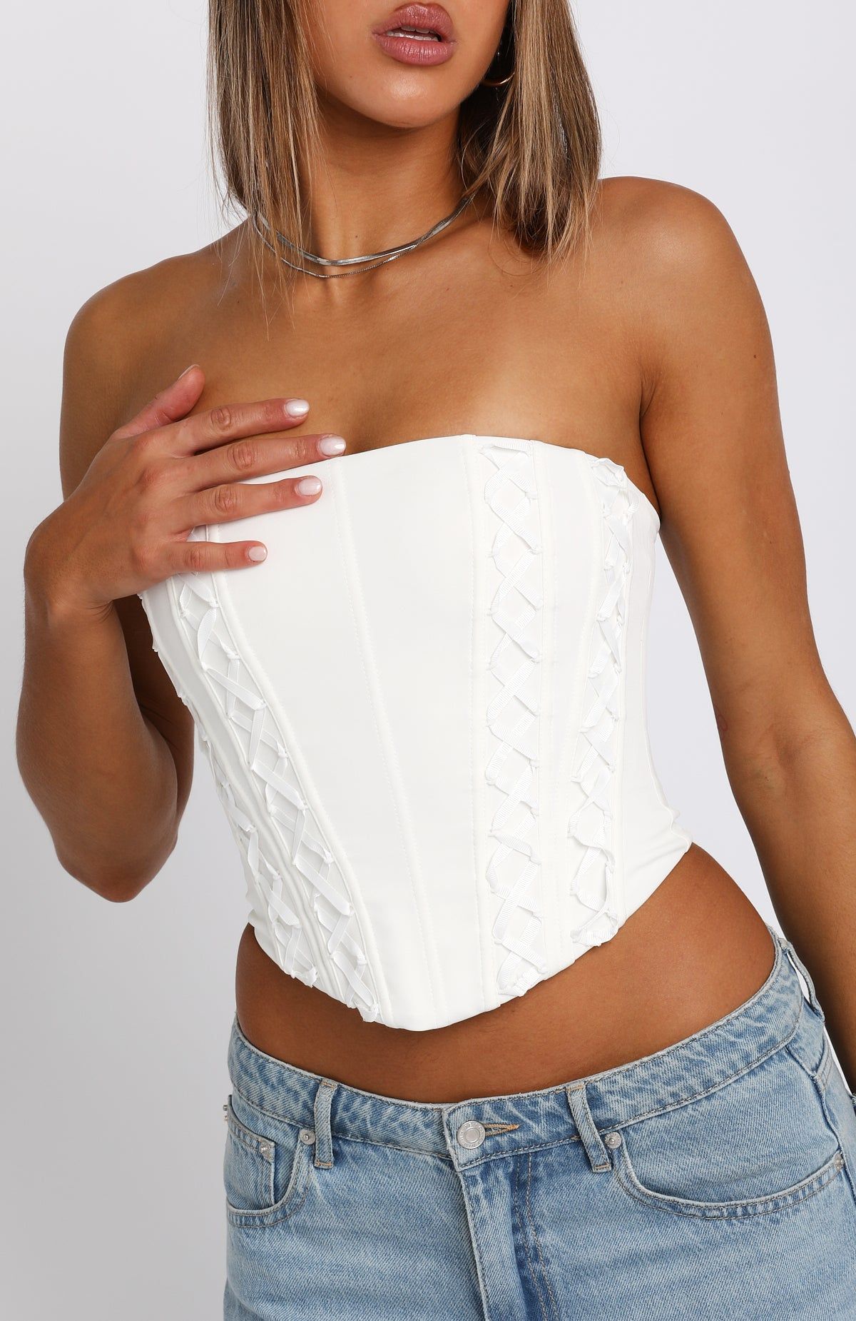 Born Blessed Bustier White sold by White Fox Boutique product image thumbnail 2