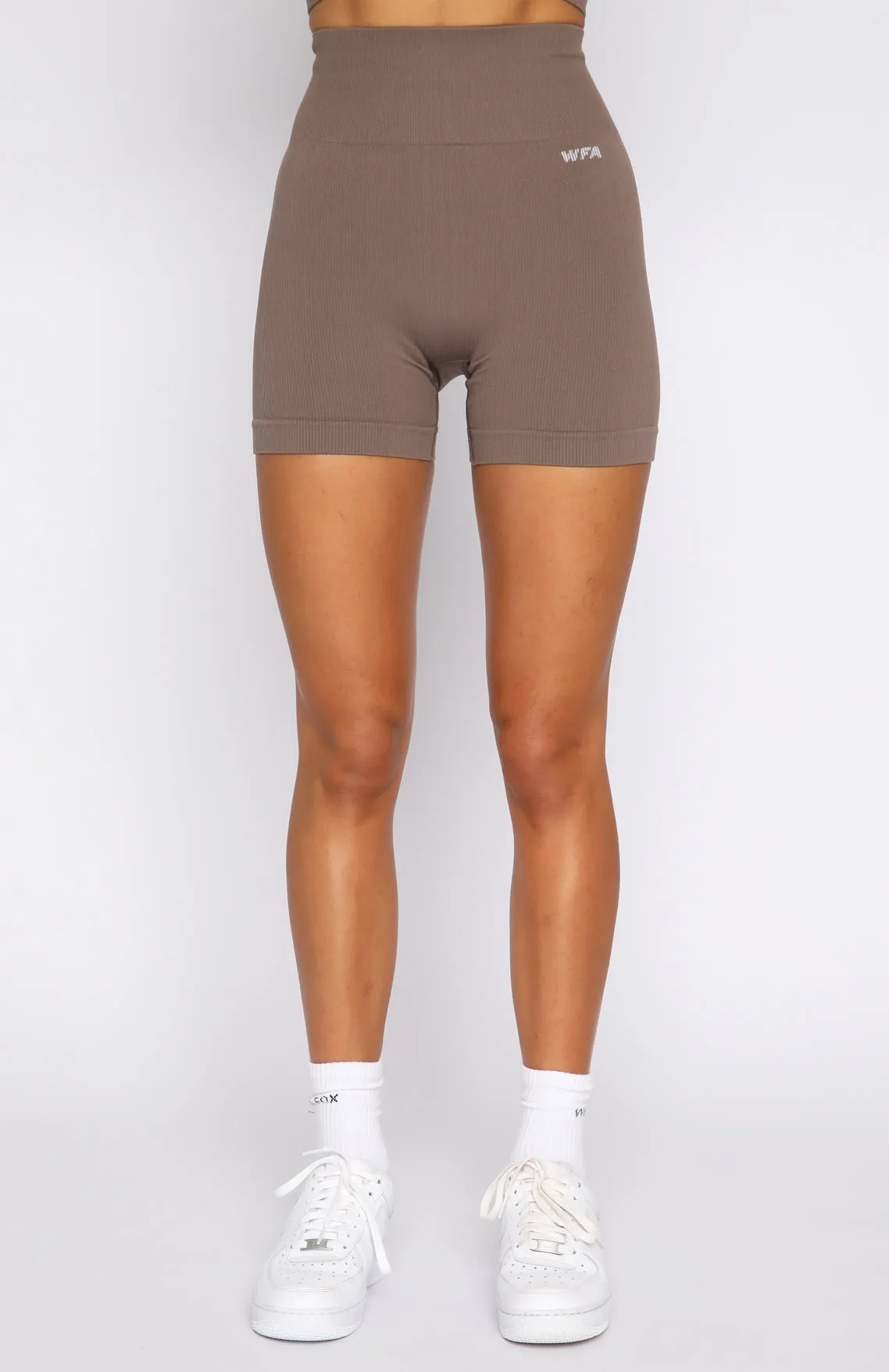 Seamless High Waisted Shorts Cocoa sold by White Fox Boutique product image thumbnail 2