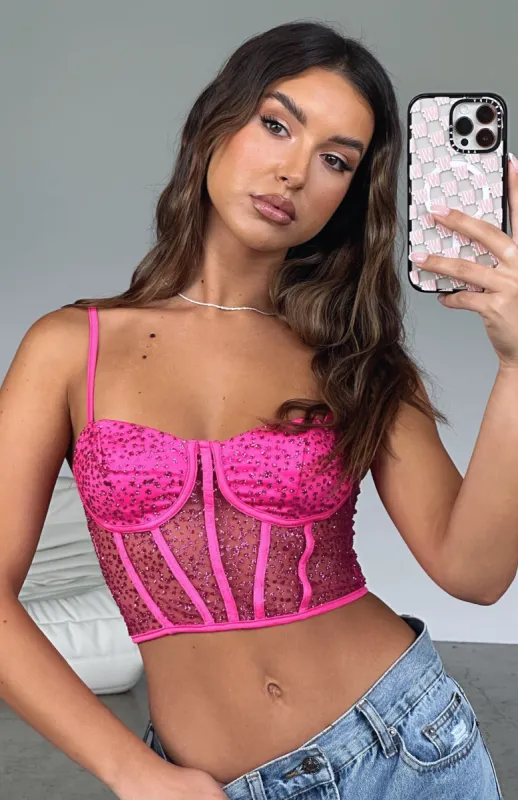 Give Me More Bustier Fuchsia Sequin sold by White Fox Boutique