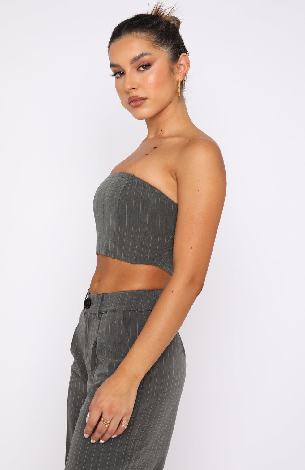Catch The Trend Bustier Grey Stripe sold by White Fox Boutique product image thumbnail 3