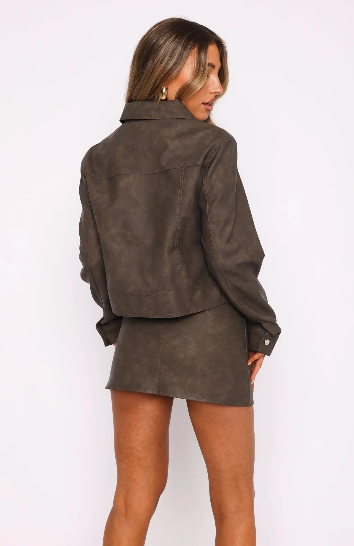 Hold Tight PU Jacket Dark Chocolate sold by White Fox Boutique product image thumbnail 4