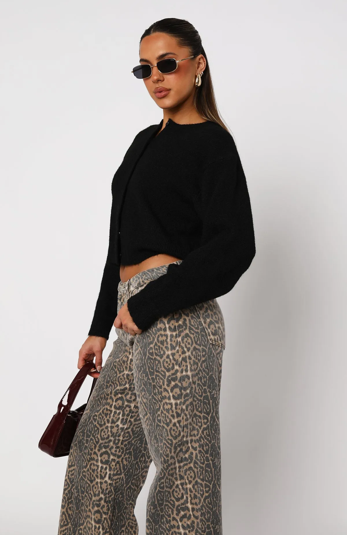 Warm Whispers Knit Cardigan Black sold by White Fox Boutique product image thumbnail 3