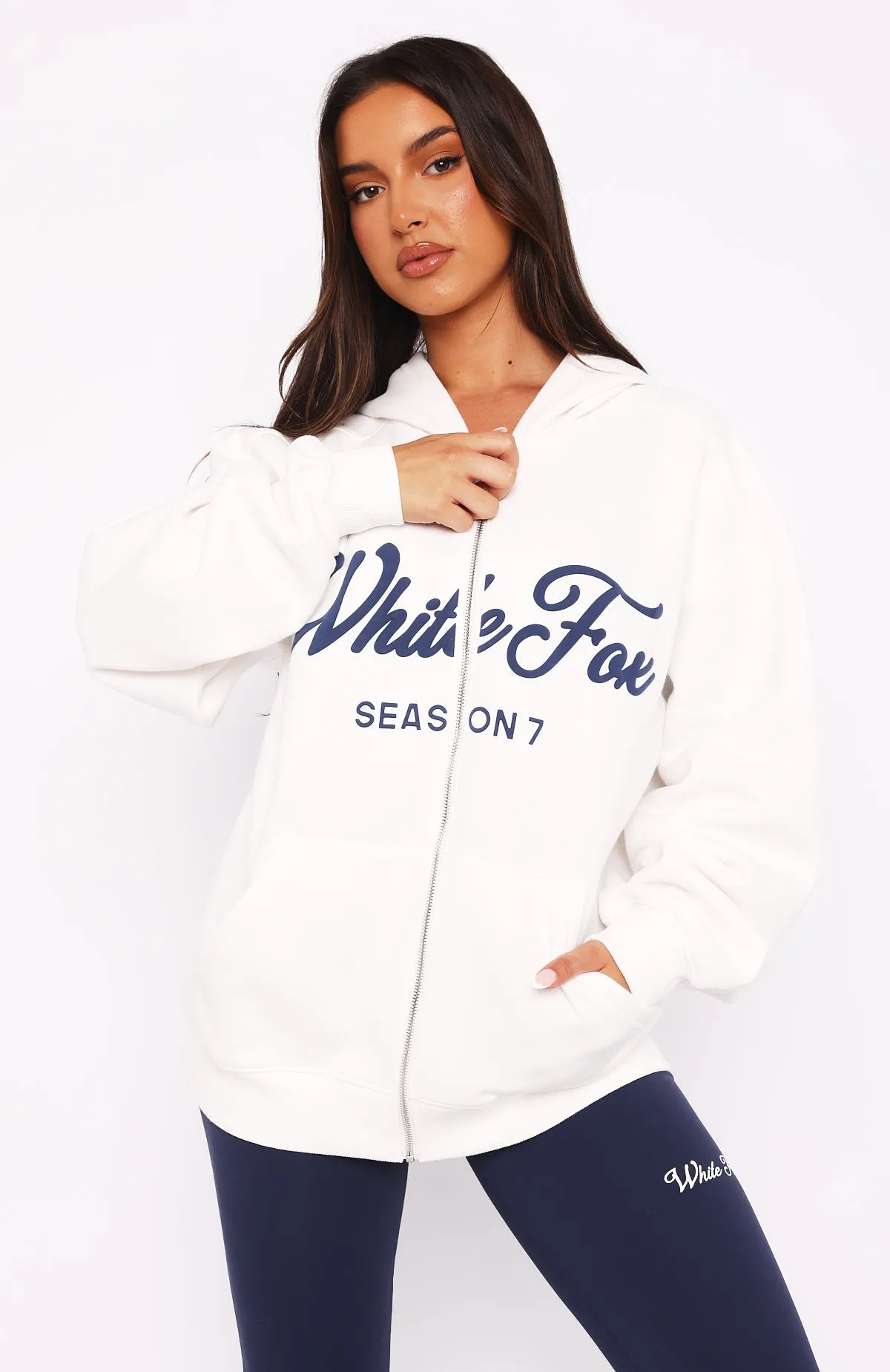 Season 7 Zip Front Hoodie Snow sold by White Fox Boutique product image thumbnail 2