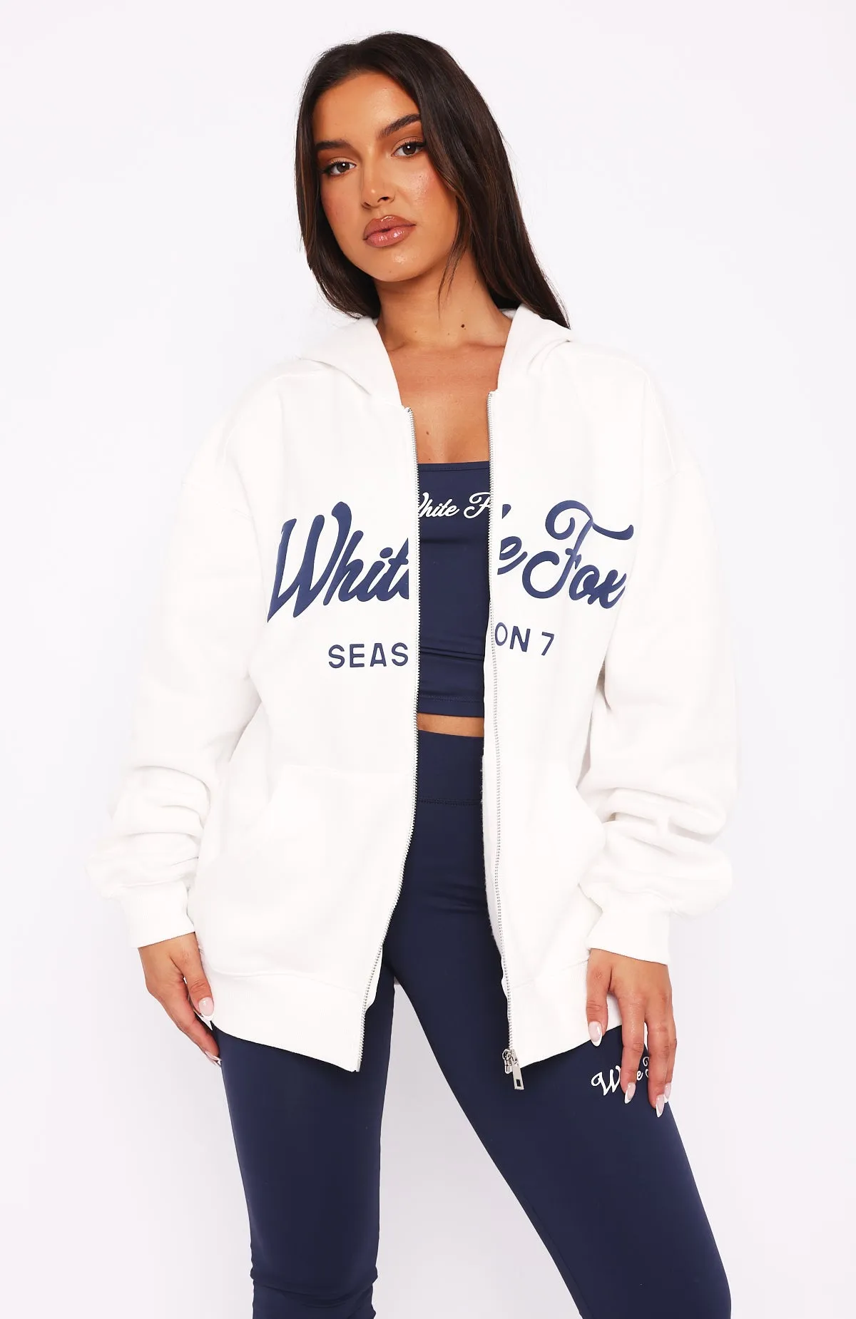 Season 7 Zip Front Hoodie Snow sold by White Fox Boutique product image thumbnail 3