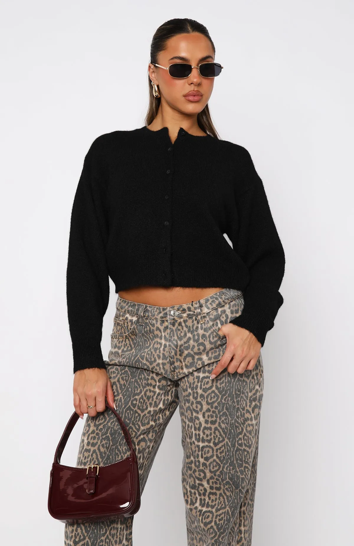 Warm Whispers Knit Cardigan Black sold by White Fox Boutique product image thumbnail 2