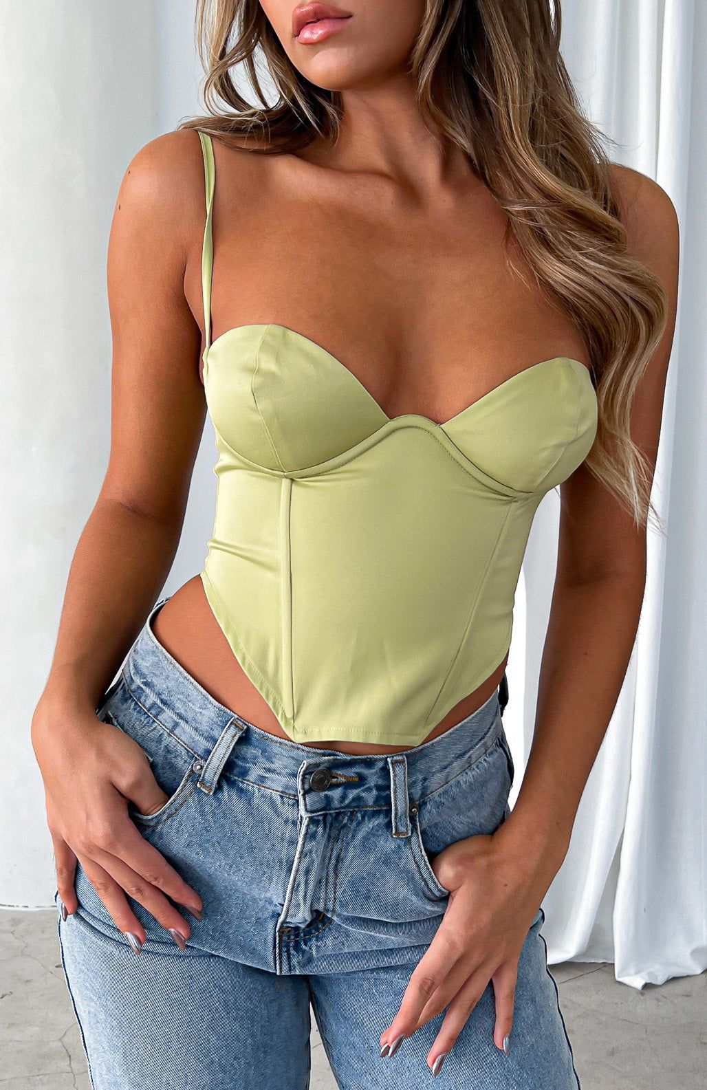 Hold On To You Bustier Matcha sold by White Fox Boutique