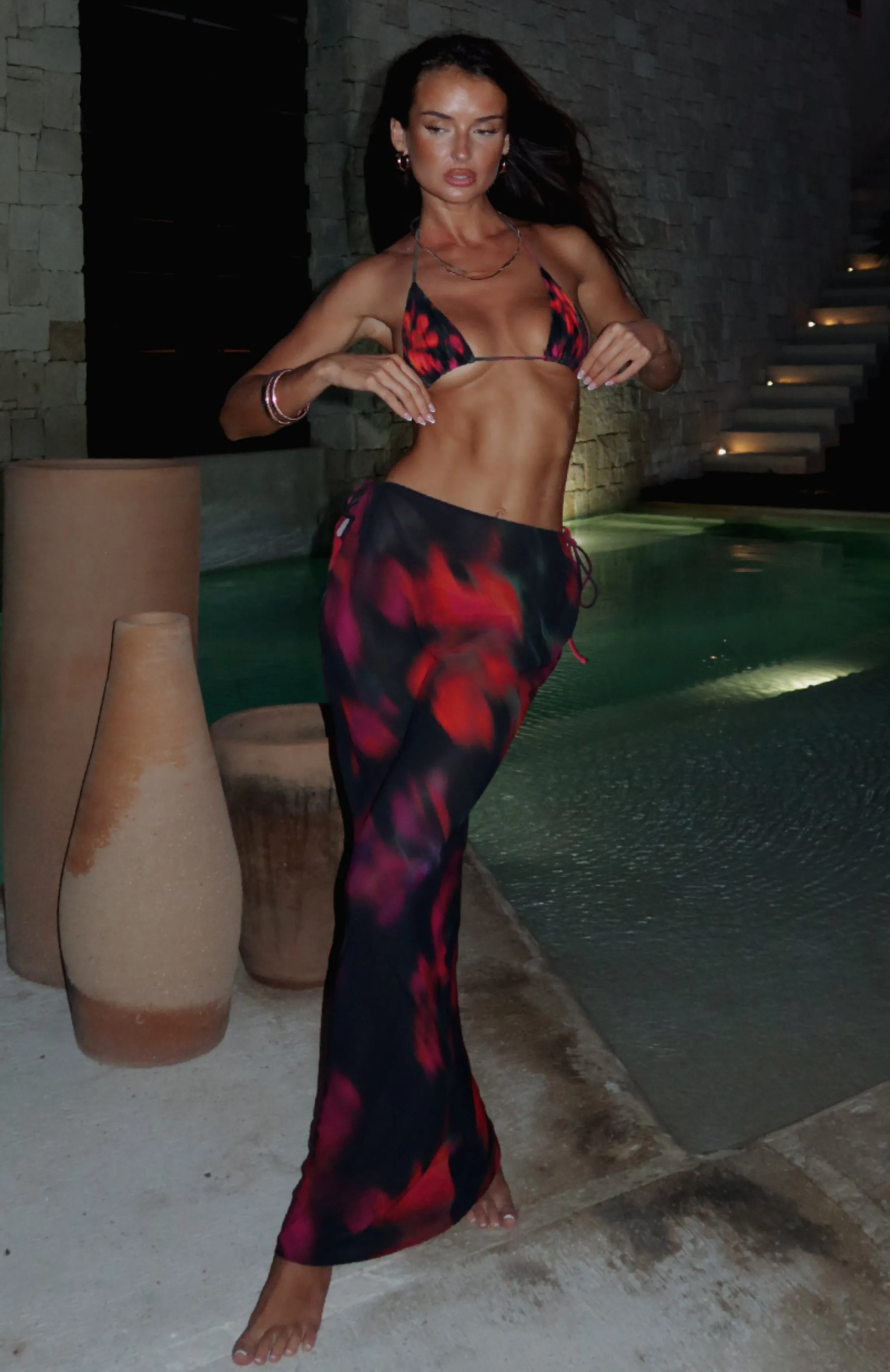 Luminous Maxi Skirt Sangria Floral sold by White Fox Boutique product image thumbnail 2