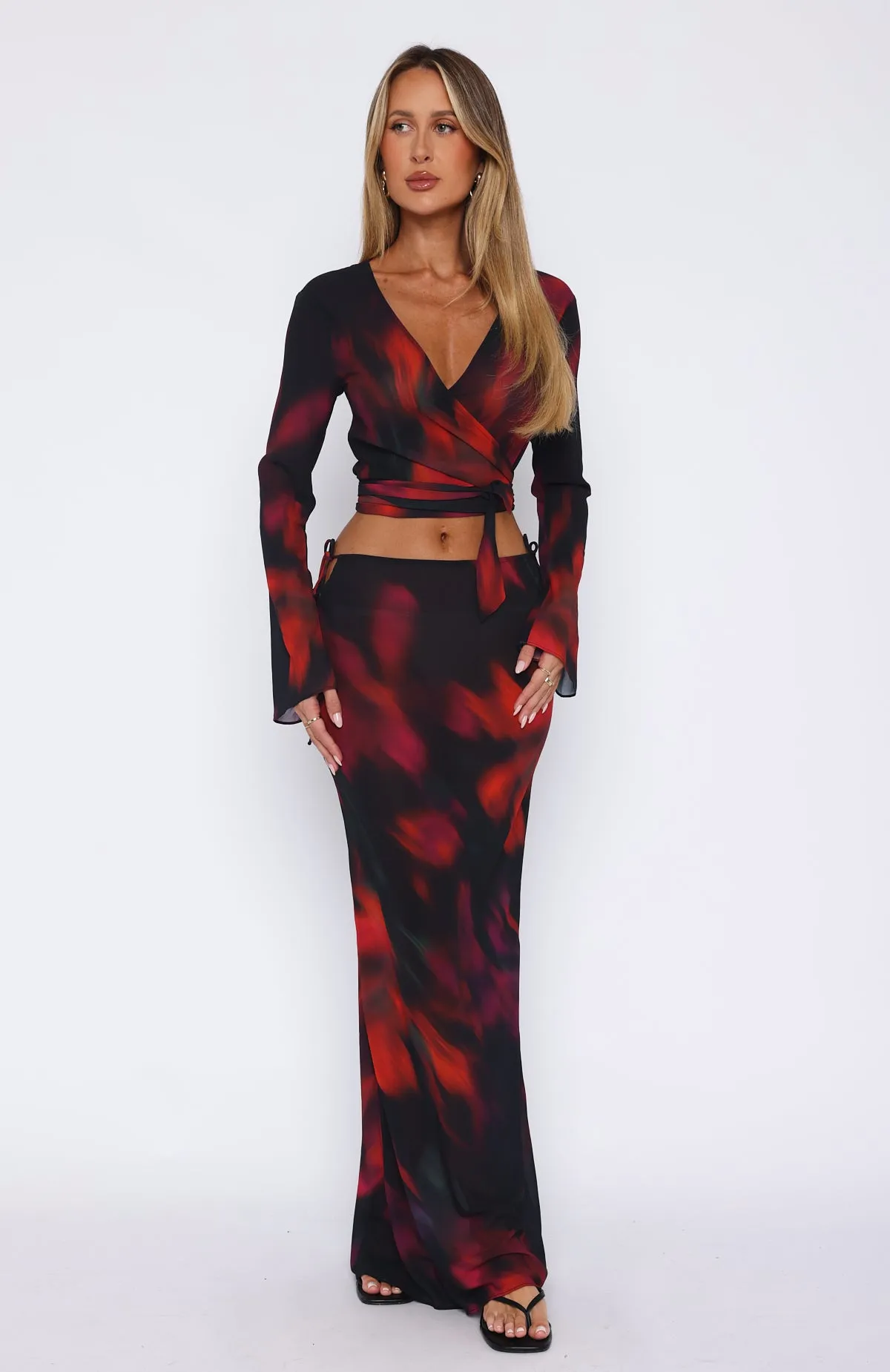 Luminous Maxi Skirt Sangria Floral sold by White Fox Boutique product image thumbnail 3