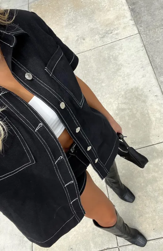 Last Call Denim Shirt Black made by White Fox Boutique