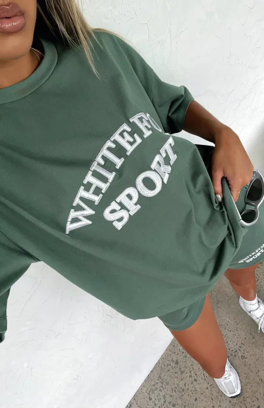 Sports Edition Oversized Tee Dusty Olive made by White Fox Boutique