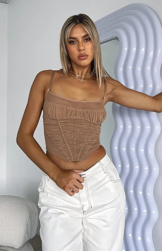 Keep Your Cool Mesh Bustier Dark Nude sold by White Fox Boutique