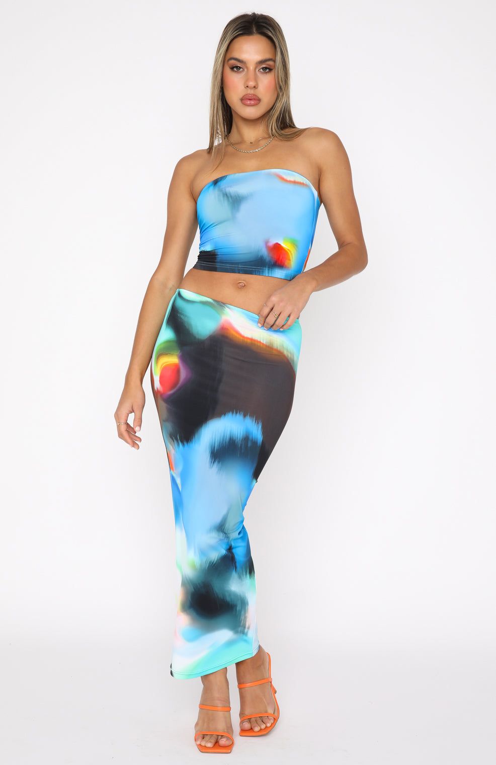 Fallin Hard Maxi Skirt Ice Aura sold by White Fox Boutique product image thumbnail 2