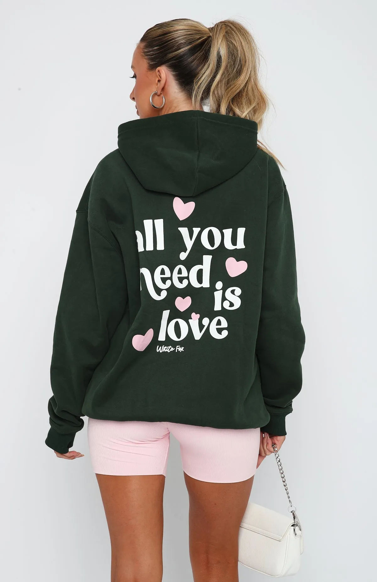 All You Need Is Love Hoodie Forest Green sold by White Fox Boutique product image thumbnail 4