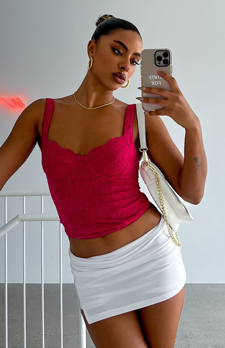 Attention On You Lace Cami Hot Pink sold by White Fox Boutique