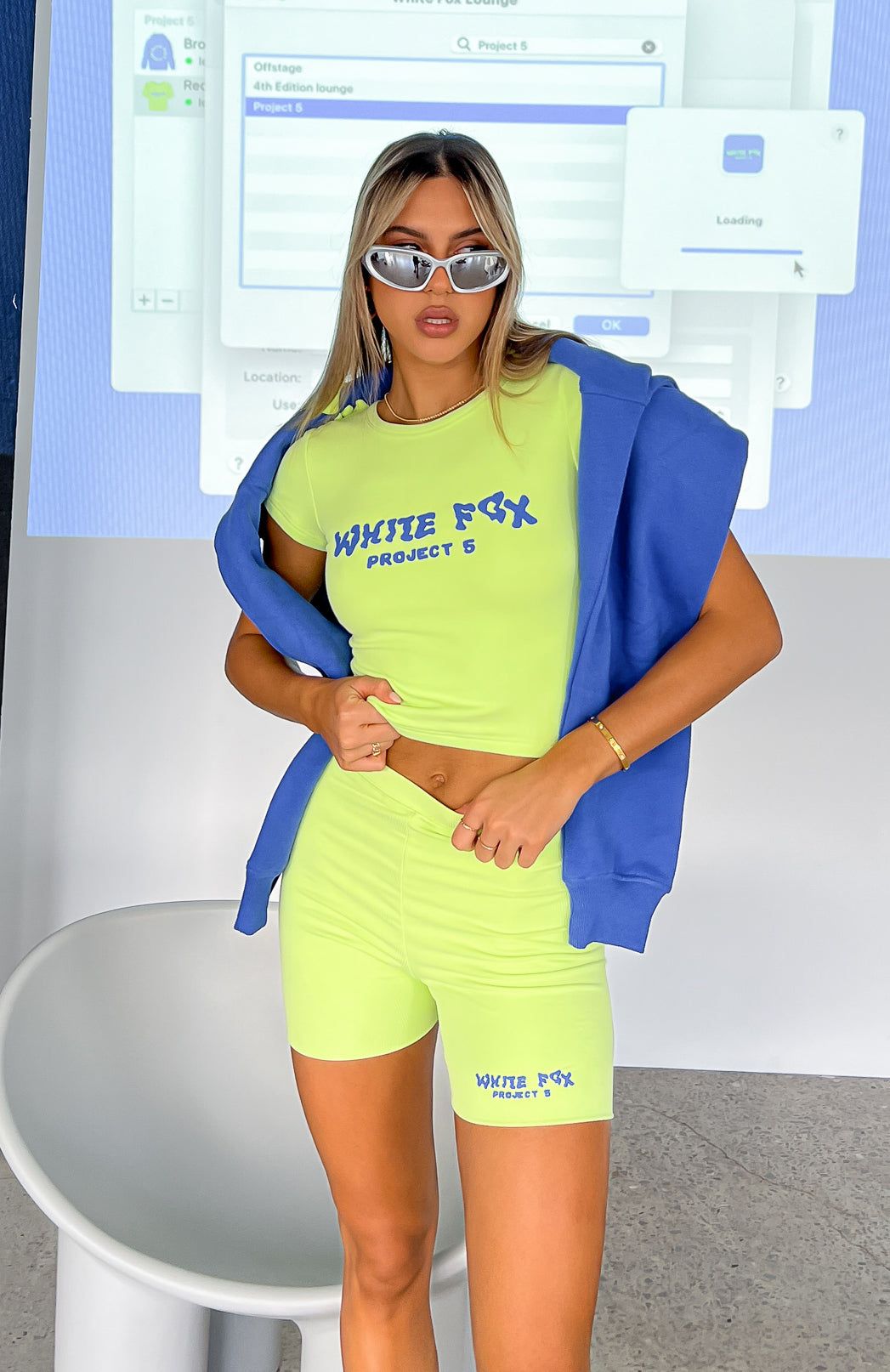 Project 5 Ribbed Bike Shorts Lime sold by White Fox Boutique