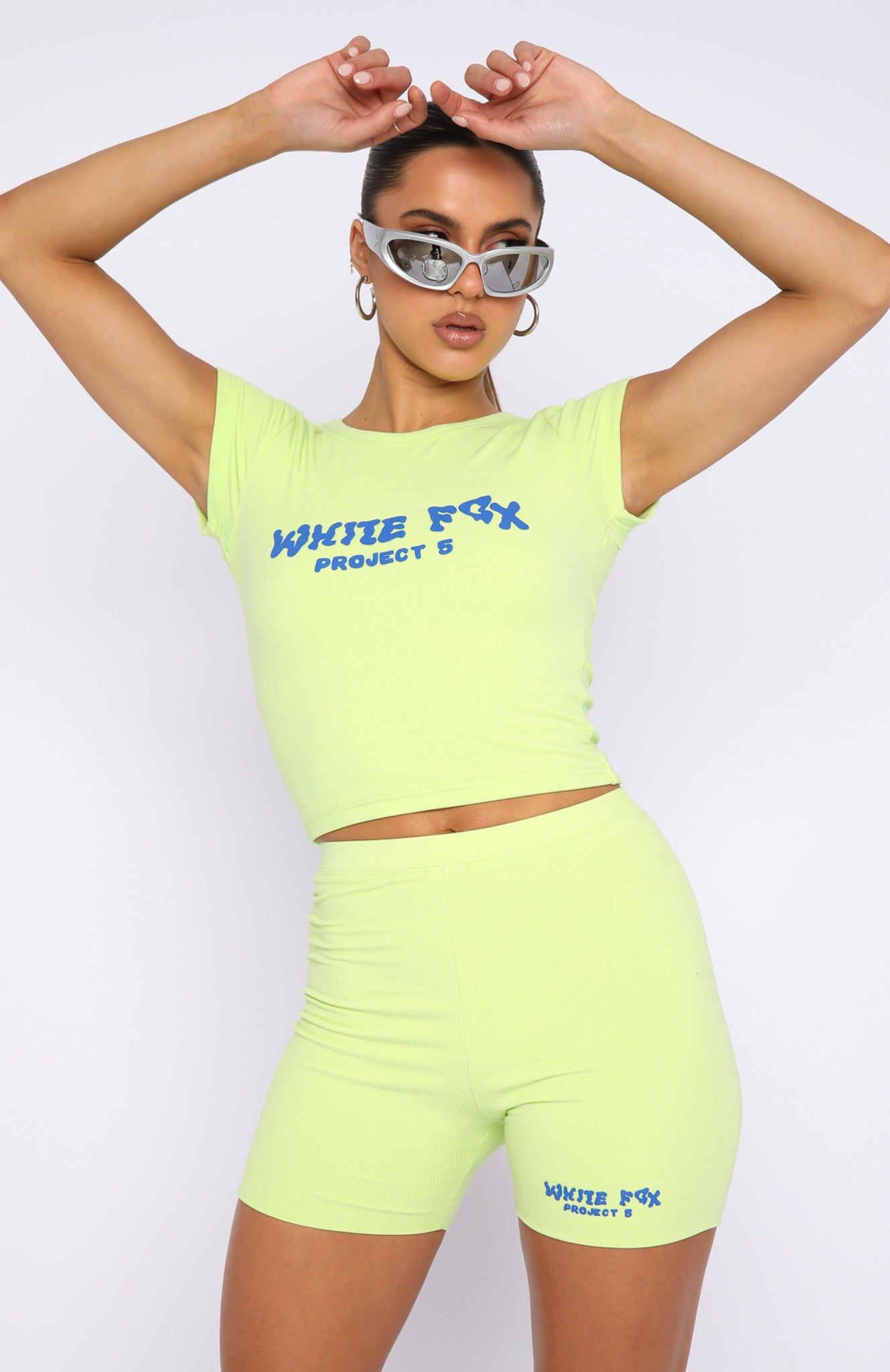 Project 5 Ribbed Bike Shorts Lime sold by White Fox Boutique product image thumbnail 2