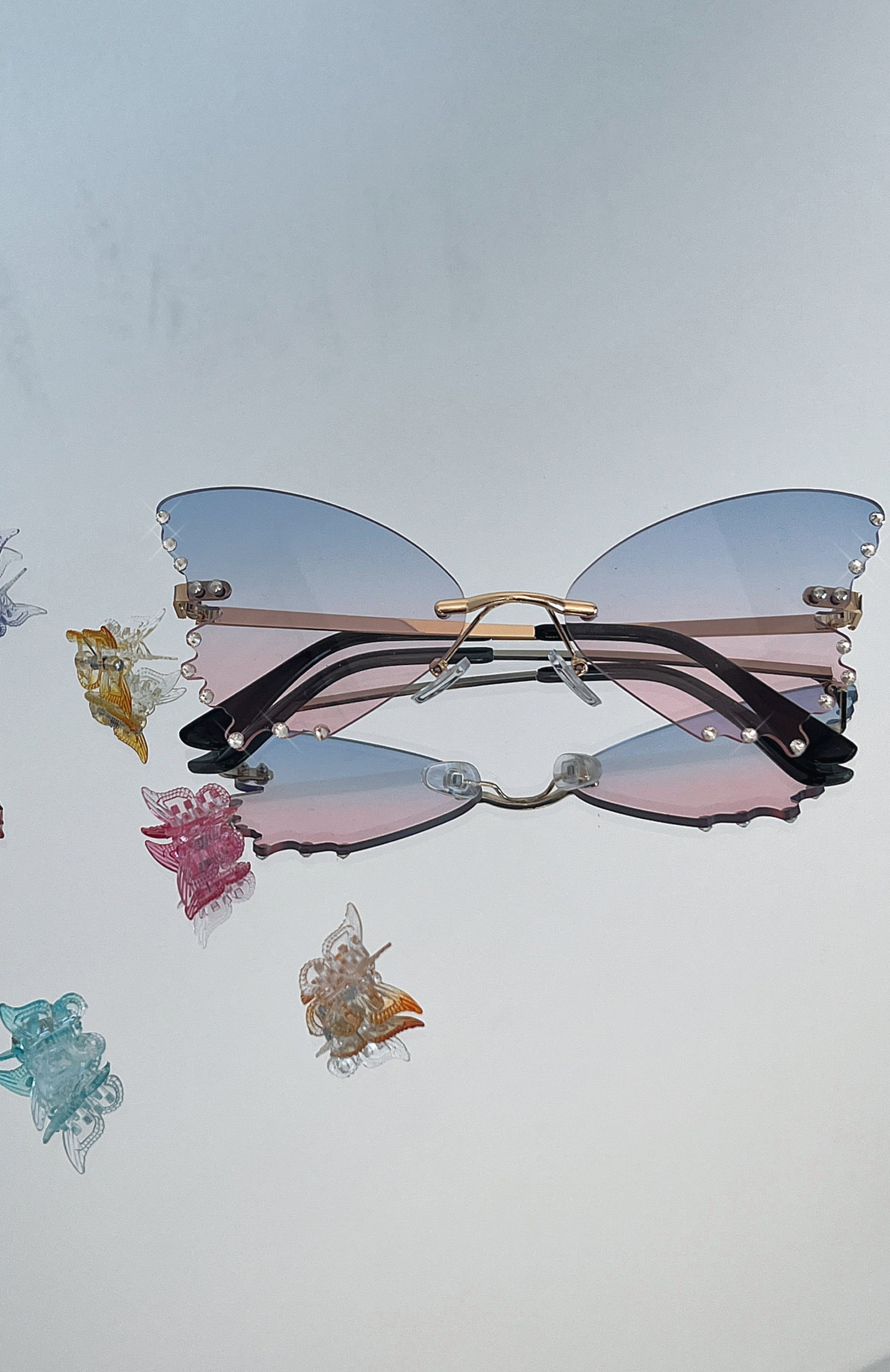 Frankie Butterfly Sunglasses Blue/Pink sold by White Fox Boutique product image thumbnail 4