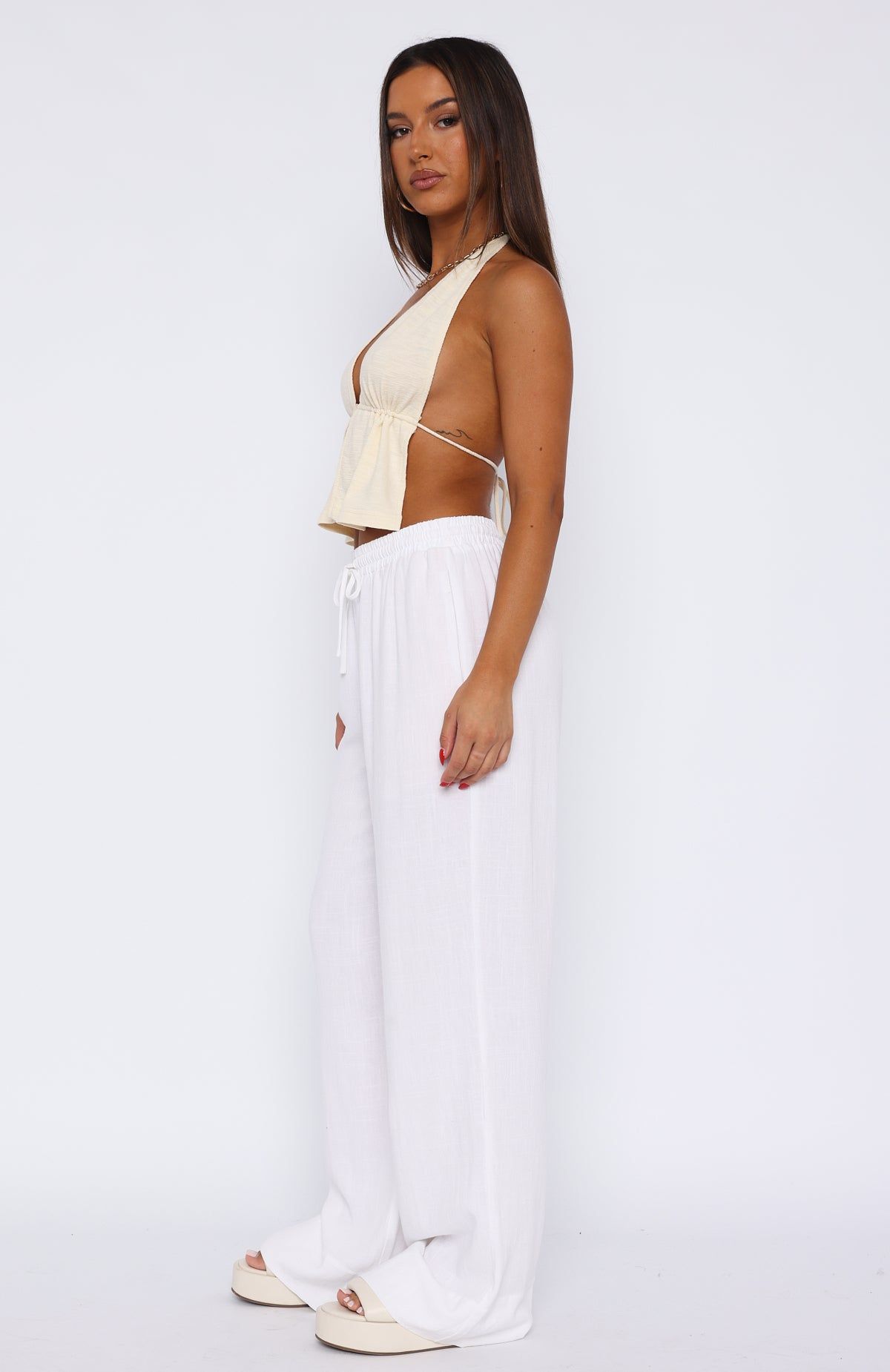 Styled To Perfection Linen Pants White sold by White Fox Boutique product image thumbnail 3