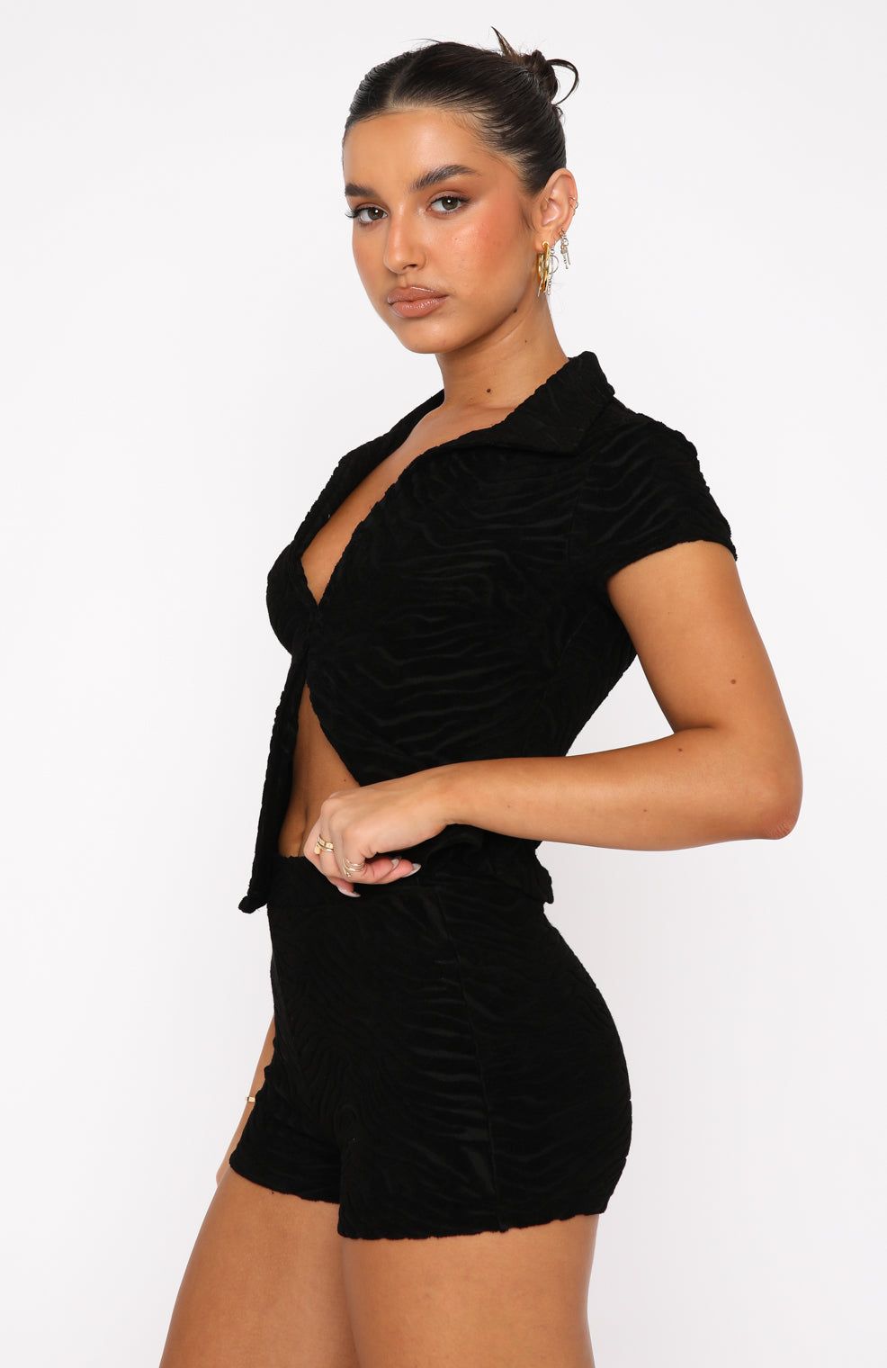 So Tempted Terry Top Black sold by White Fox Boutique product image thumbnail 3