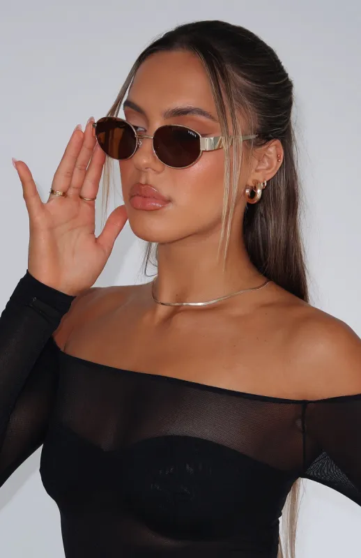 Oasis Sunglasses Gold/Brown sold by White Fox Boutique