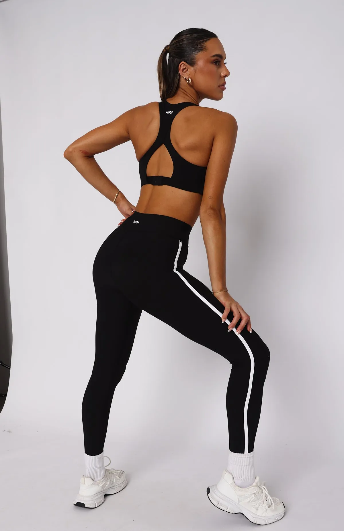 Core Workout High Waisted Leggings Black/White sold by White Fox Boutique product image thumbnail 5