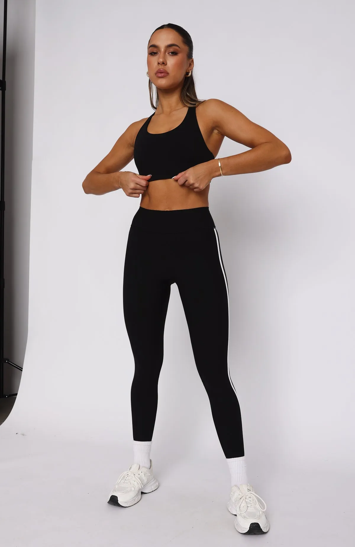 Core Workout High Waisted Leggings Black/White sold by White Fox Boutique product image thumbnail 2