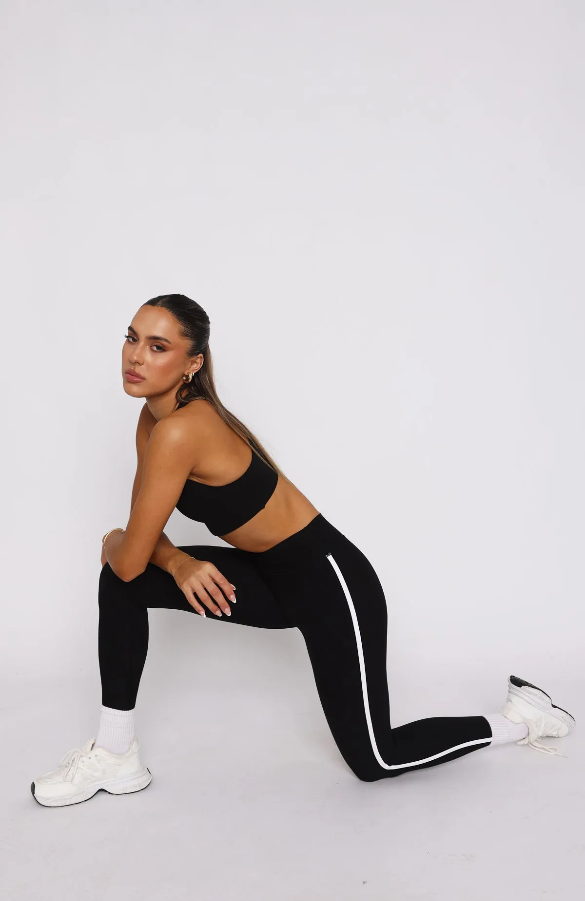 Core Workout High Waisted Leggings Black/White sold by White Fox Boutique product image thumbnail 4