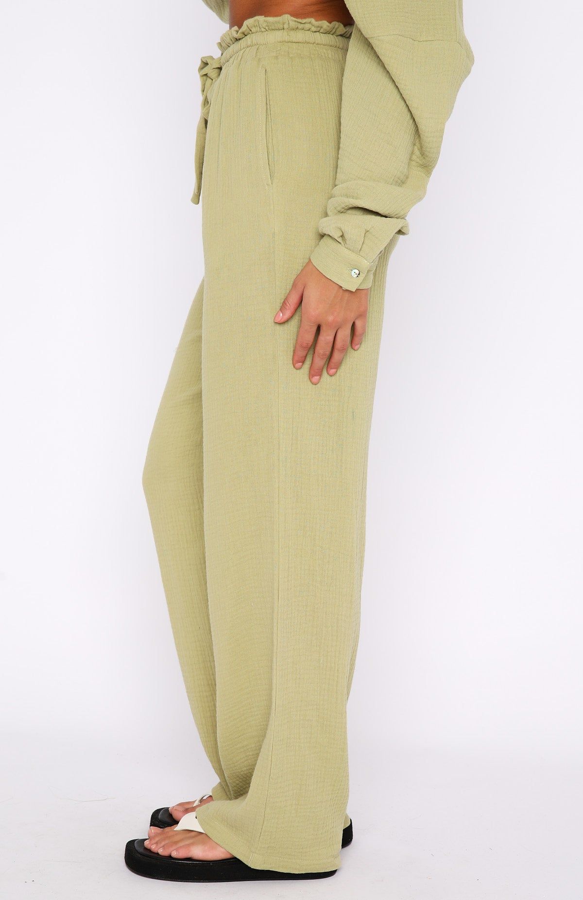 Golden Moment Pants Matcha sold by White Fox Boutique product image thumbnail 3