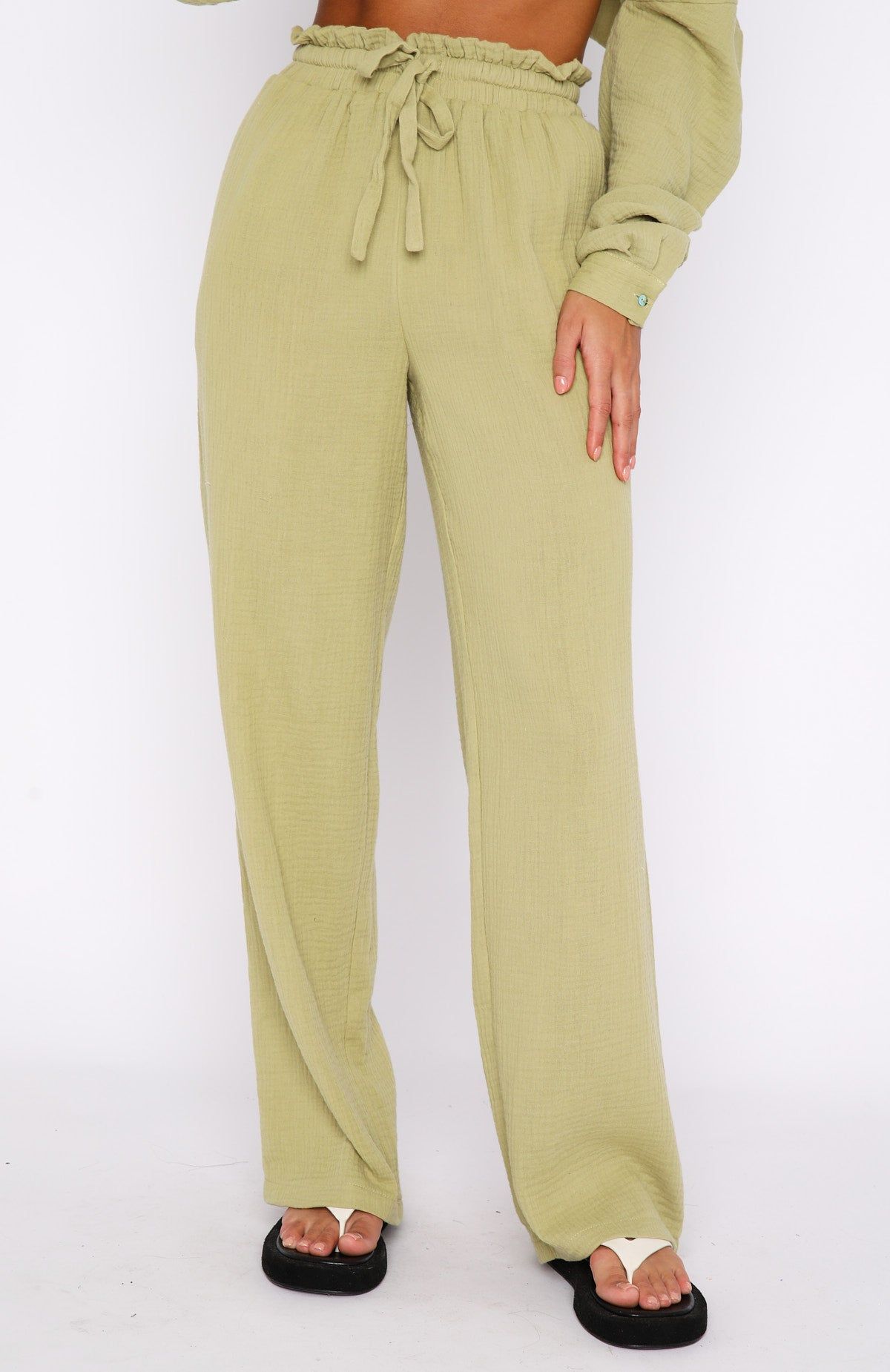 Golden Moment Pants Matcha sold by White Fox Boutique product image thumbnail 2