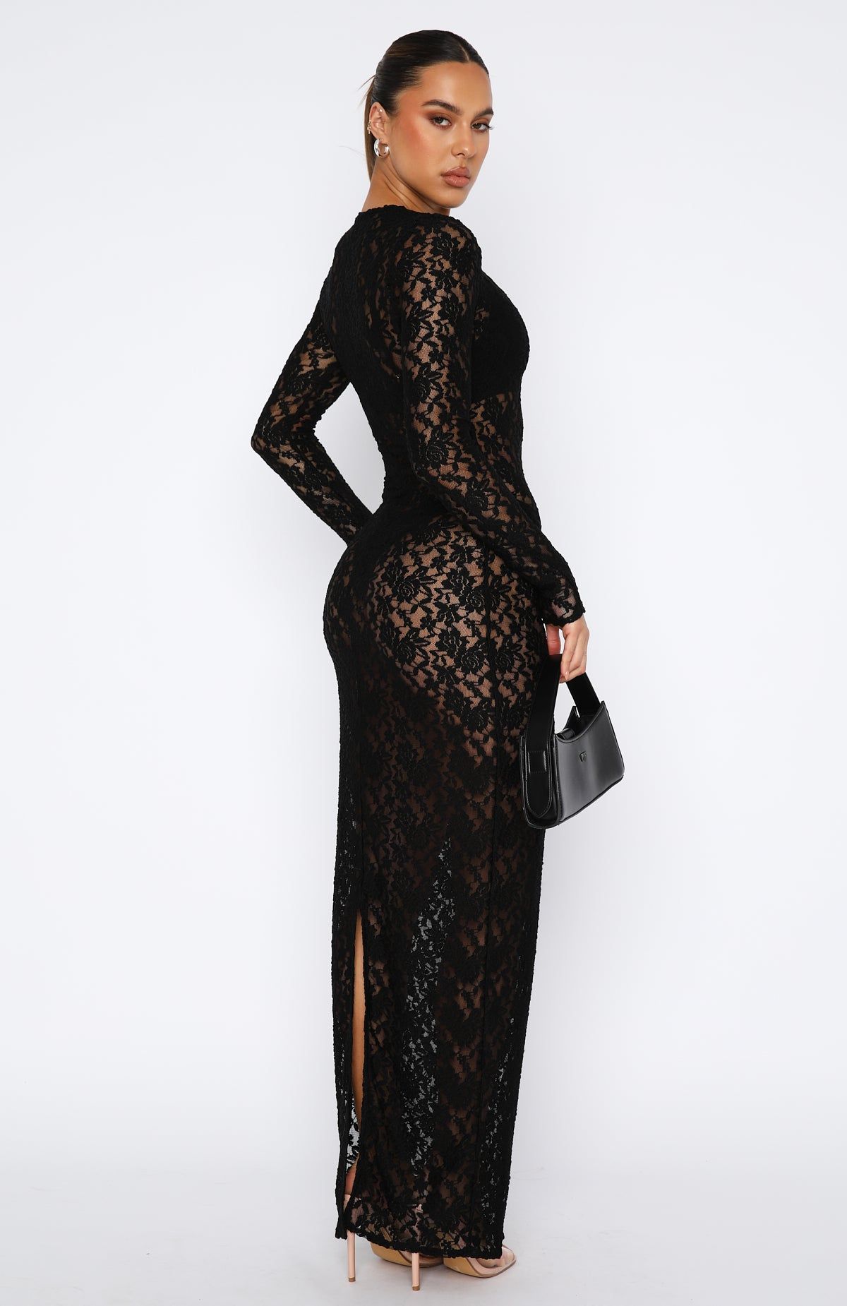 Vintage Love Long Sleeve Lace Maxi Dress Black sold by White Fox Boutique product image thumbnail 4