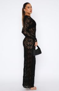 Vintage Love Long Sleeve Lace Maxi Dress Black sold by White Fox Boutique