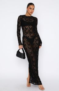 Vintage Love Long Sleeve Lace Maxi Dress Black sold by White Fox Boutique