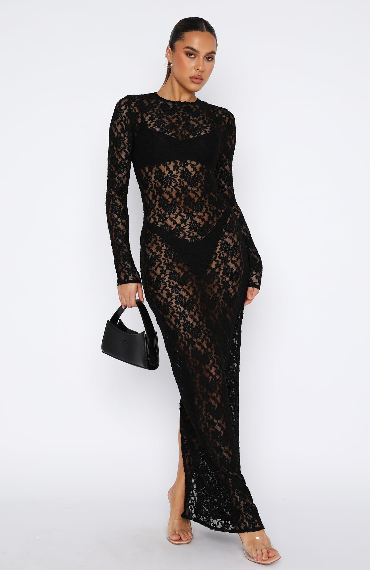Vintage Love Long Sleeve Lace Maxi Dress Black sold by White Fox Boutique product image thumbnail 2