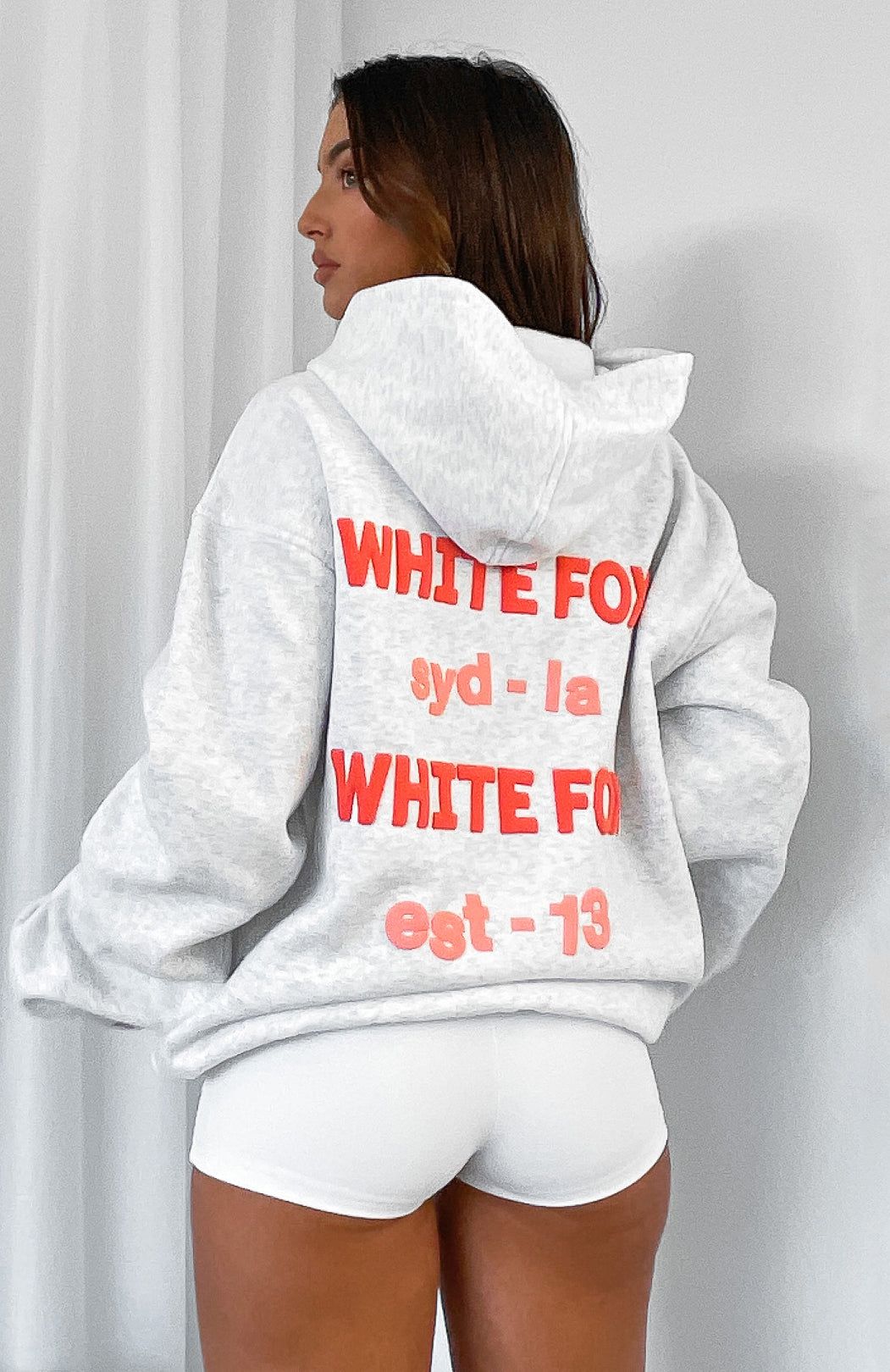 We're Out Here Oversized Hoodie Grey Marle sold by White Fox Boutique