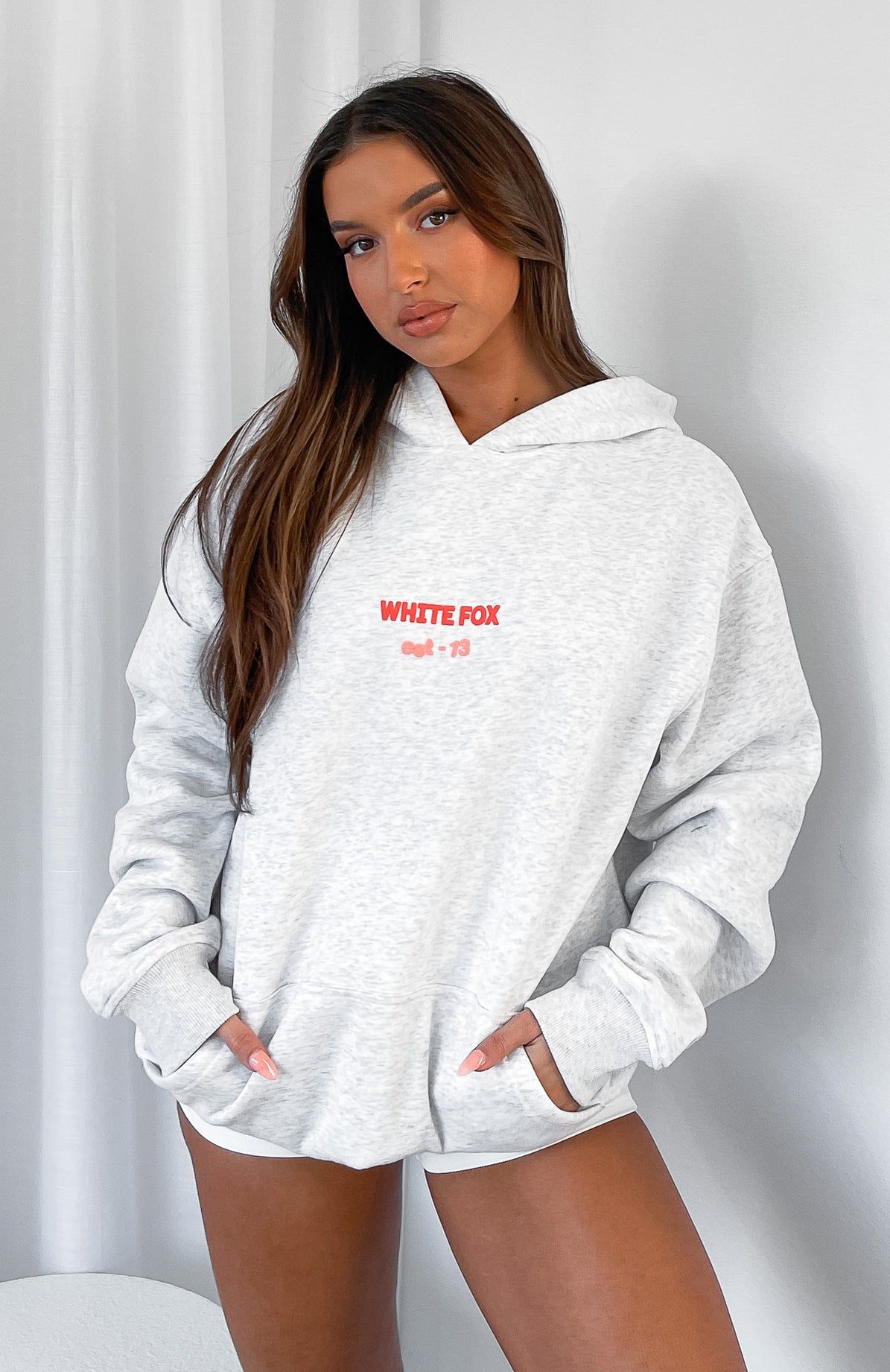 We're Out Here Oversized Hoodie Grey Marle sold by White Fox Boutique product image thumbnail 5