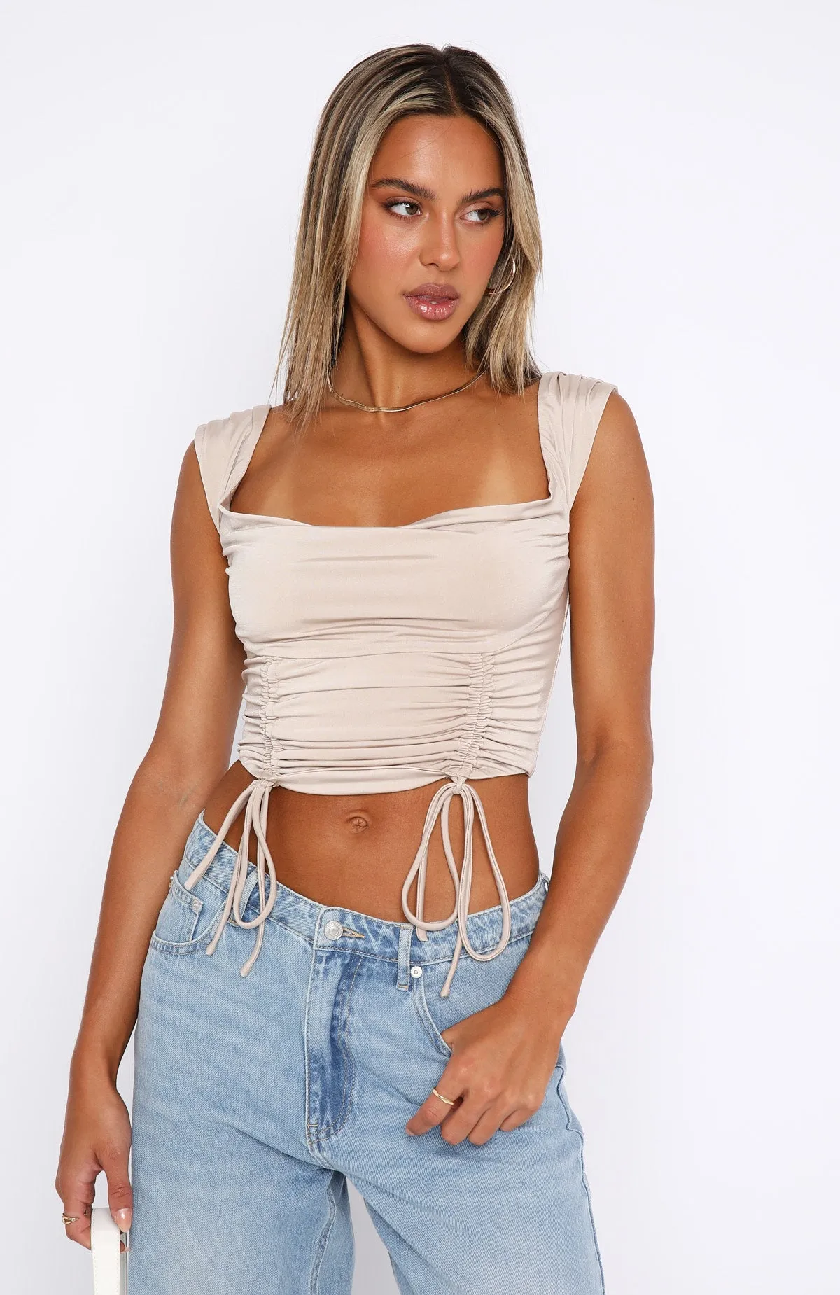 Keep It Classy Crop Taupe sold by White Fox Boutique product image thumbnail 2