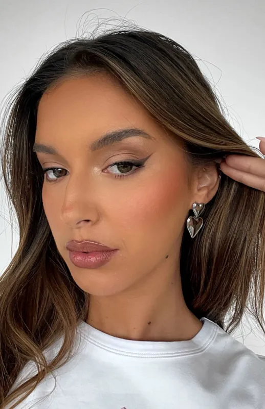 Gracie Heart Earrings Silver sold by White Fox Boutique