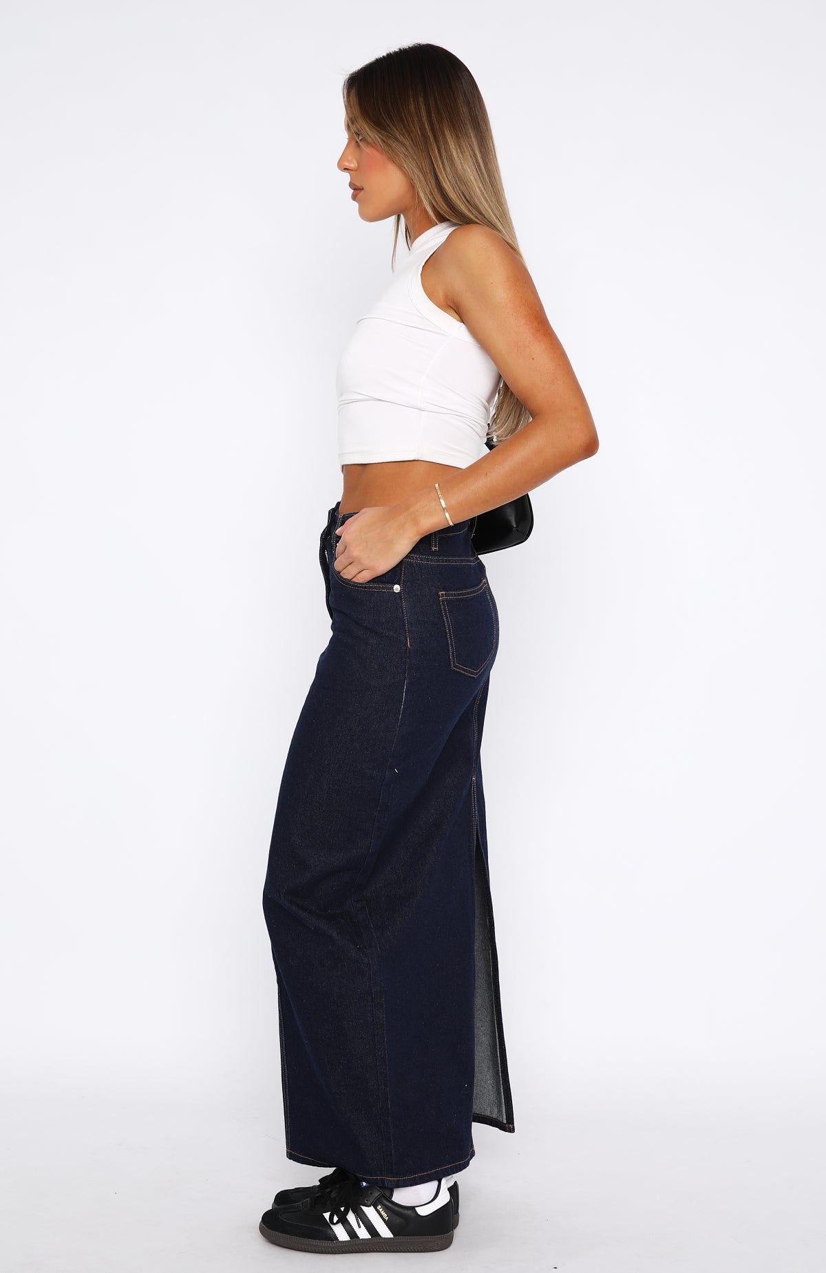 Never Lose Denim Maxi Skirt Indigo sold by White Fox Boutique product image thumbnail 4