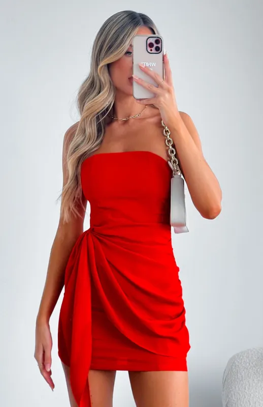 My Obsession Strapless Mini Dress Red sold by White Fox Boutique