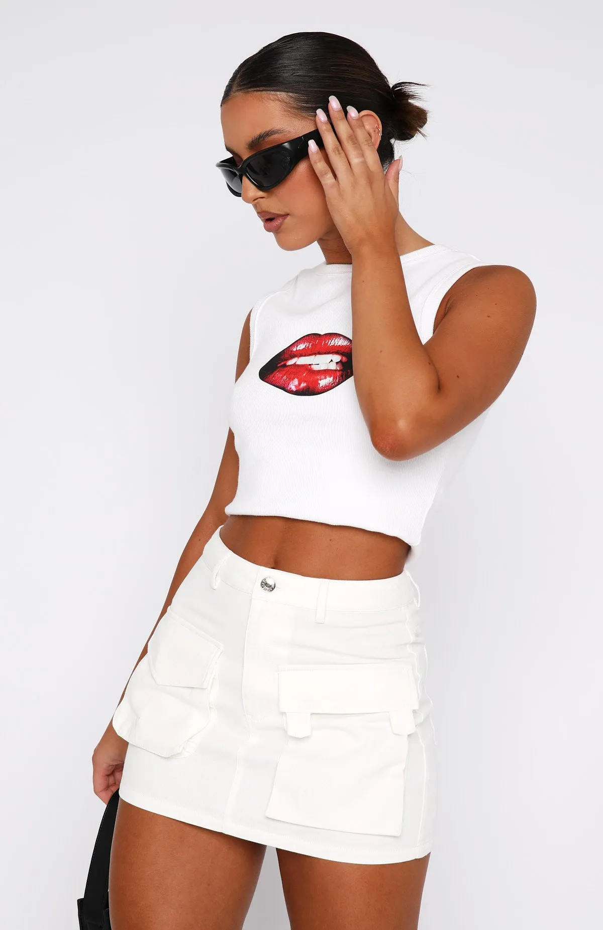 Weekend Travels Cargo Mini Skirt White sold by White Fox Boutique product image thumbnail 2