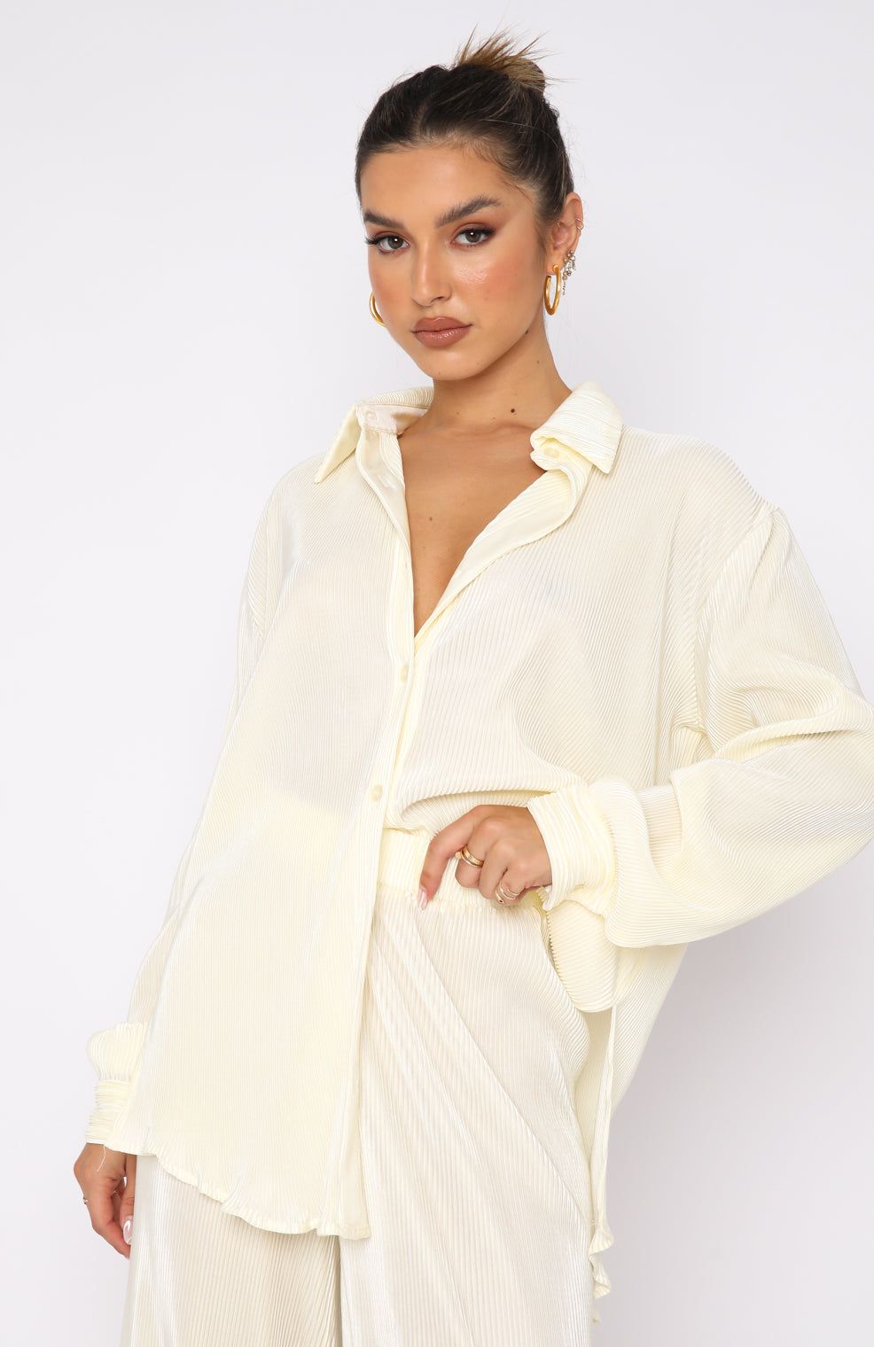 Destined For You Long Sleeve Shirt Cream sold by White Fox Boutique product image thumbnail 4