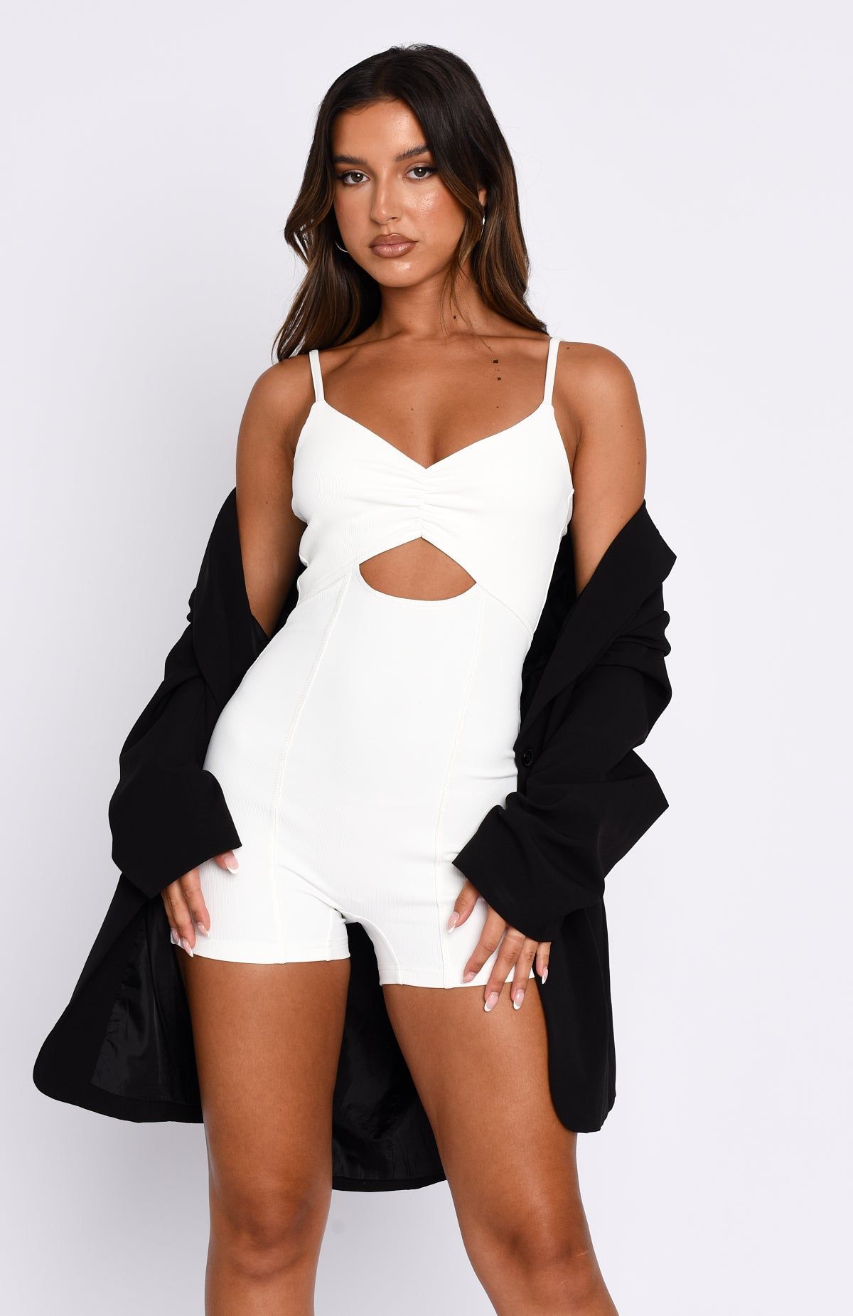 Always Around Ribbed Playsuit White sold by White Fox Boutique product image thumbnail 2